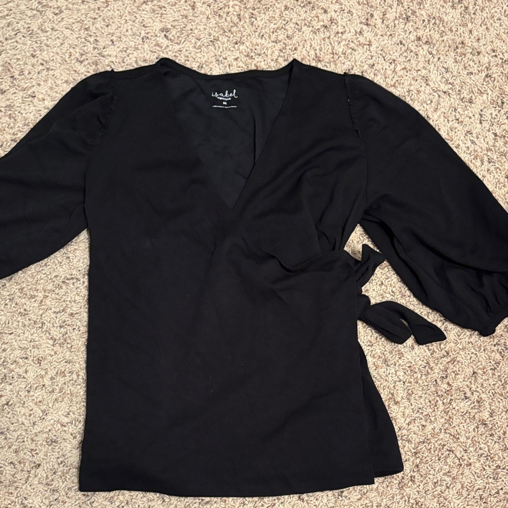 Isabel Maternity Black Wrap Blouse